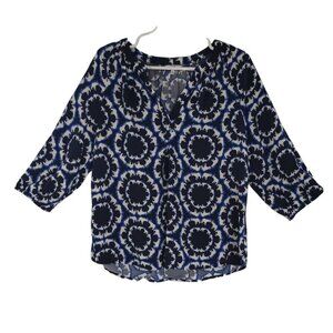 Crown / Ivy, Women's 3/4 Sleeve Blouse, Elephant Print, Size L